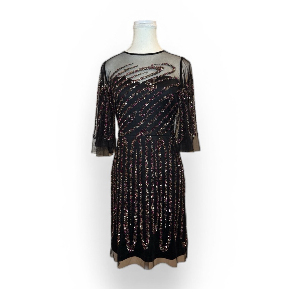 Aidan Mattox Sequin Illusion Mini Cocktail Dress Sz 2 - Picture 4 of 9